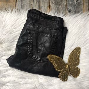 AG Coated Pants Brown The Legging 26R Super Skinny